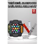 Akıllı Saat Arama Görüşme Bildirim Görme Uyku ve Sağlık Takibi Nabız Ölçer 3 Kordon Hediyeli