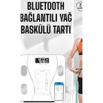 Akıllı Tartı Dijital Baskül Yağ Su Kas Vücut Kitle Kilo Ölçer Tartı - Beyaz