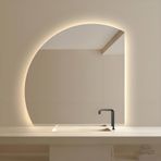 Akıllı Yarım Yuvarlak Banyo Aynası, LED Aydınlatmalı, 70-90 cm Arası Boyut, Yatak Odası, Oturma Odası ve Koridor İçin Şık Aynalar, Çift Taraflı Tasarım, Sol/Sağ Seçenekleri