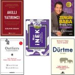 Akıllı Yatırımcı + Zengin Baba Yoksul Baba + Outliers (Çizginin Dışındakiler) + Dürtme (Nudge) + Mor Inek - 5 Kitap Set