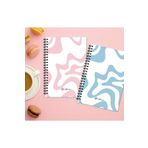 AKILLICA 2'li Çizgili 13x20 CM 56 Yaprak Karton Kapak Pembe + Mavi Line Series Spiralli Defter