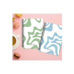 AKILLICA 2'li Çizgili 13x20 CM 56 Yaprak Karton Kapak Yeşil + Gri Line Series Spiralli Defter