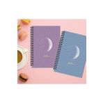 AKILLICA 2'li Çizgisiz 13x20 cm 56 Yaprak Karton Kapak Mor + Mavi New Moon Series Spiralli Defter
