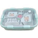 Akıllıelma-Laxson Bear Family Yeşil 3 Bölüm Sızdırmaz Paslanmaz Çelik Beslenme Kabı 750 ml