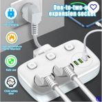 Akım Korumalı 2 Li Ayrı Anahtarlı Priz, 2X Priz, 3X Usb, 1X Type-C, 2 Mt Kablo, Hızlı Şarj