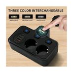 Akım Korumalı 2x USB ve 2x Type-C Portlu 3 Anahtarlı Ikili Priz Hızlı Şarj Özellikli Duvar Tipi Kısa Kablolu 2li Priz (Siyah), LED Dokunmatik 3 Kademe Gece Aydınlatma