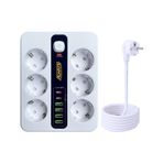 Akım Korumalı 6'lı Grup Priz 4 Usb'li Ve 2 Type-c Li 6'lı Grup Priz 2 M Kablo Çocuk Korumalı 2 M