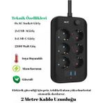 Akım Korumalı 6’lı Priz 2 Usb-A + 1 Usb-C Çıkışlı Isıya Dayanıklı Çoklu Akıllı Priz - Siyah