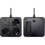 Akım Korumalı Anahtarlı Priz - 3X Priz - 2X Usb - 2X Type-C - 2 Mt Kablo Hızlı Şarj Özellikli Siyah - Lisinya