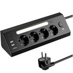 Akım Korumalı Çoklu Priz, 2 Adet USB 2 Adet Type-C Girişi, 4 Adet Priz Girişi, Hızlı Telefon Şarjı, 2 Metre Kablo Uzunluğu, Masa Üstü ve Gece Lambası Kullanımlı, Led Işıklı Çoklu Priz Şarj İstasyonu