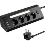 Akım Korumalı Çoklu Priz, 2 Adet USB 2 Adet Type-C Girişi, 4 Adet Priz Girişi, Hızlı Telefon Şarjı, 2 Metre Kablo Uzunluğu, Masa Üstü ve Gece Lambası Kullanımlı, Led Işıklı Çoklu Priz Şarj İstasyonu
