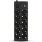 Akım Korumalı Çoklu Priz, 3 Adet USB 1 Adet Type-C Girişi, 10 Adet Priz Girişi, 3680W Termal Akım Korumalı, 1.5 Metre Kablo Uzunluğu, Hızlı Şarj Destekli, Tüm Cihazlar İle Uyumlu Çoklu Şarj İstasyonu