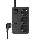 Akım Korumalı Çoklu Priz, 4 Adet USB 2 Adet Type-C Girişi, 3 Adet Priz Girişi, 3000W Termal Korumalı, 2 Metre Kablo Uzunluğu, Hızlı Şarj Desteği, Tüm Cihazlar İçin Uygun Çoklu Şarj İstasyonu