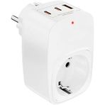 Akım Korumalı Priz 1x Priz, 2x Type-C, 1x USB Port Çıkışlı Tekli (Beyaz)