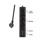 Akım Korumalı Priz 3'lü Priz 3x Usb Girişi 1x Type-c Girişi 2mt Kablo Grup Priz Ftr-13 1.9 M