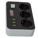 Akım Korumalı Priz Anahtarlı Açma Kapamalı 3 Usb Çıkışlı 3Lü 10A-2500 W 1.8 Metre Kablolu Priz