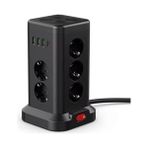 Akım Korumalı Priz Kulesi | 3 Usb-A + 1 Type-C Çıkışlı, Hızlı Şarj, 3680W Güç, Anahtarl�