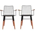 Akın Lüx 78x58x59 cm Siyah Nehir Kollu 2'li Sandalye