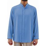 Akıncı Tekstil Hakim Yaka Ayrobin Kumaş Gömlek - Mavi - 2XL