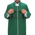 Akıncı Tekstil Hakim Yaka Cübbe Yeşil - Sarı Biyeli - 1 Drop - 2XL