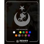 Akıncı Ve Ay Yıldız Türk Bayrağı Araba Sticker 17X17 Cm Gri