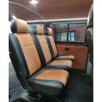 Akıncı Volkswogen Transporter T5 4+1 Uyumlu Taba Nakışlı Taytüyü Siyah Deri Karışımı Taba Ip
