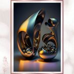 Akışkan Metal Formlar Tablosu - Modern 3D Dijital Heykel Pleksi Dekor