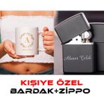 Akka Gift Kişiye Özel Kupa Bardak ,isim Yazılı Zippo Çakmak - Beyaz