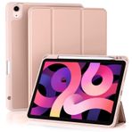 Akkerds iPad Air 5. Nesil Kılıf 2022/ iPad Air 4. Nesil Kılıf 2020 10,9 İnç Kalem Tutuculu [Otomatik Uyku/Uyanma], iPad Air 5/4 Kılıf için Üç Katlı Stantlı Akıllı Kılıf, Gül Pembesi