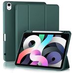 Akkerds iPad Air 5. Nesil Kılıf 2022/ iPad Air 4. Nesil Kılıf 2020 10,9 İnç Kalem Tutuculu [Otomatik Uyku/Uyanma], iPad Air 5/4 Kılıfı için Üç Katlı Standlı Akıllı Kılıf, Çam Yeşili