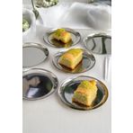 Akkoyunlu home 6'lı Metal Sunumluk Tatlı Çerez Servis Tabağı Gümüş