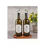Akkoyunlu home Ahşap Stantlı 2'li 750 ml Zeytinyağı Sıvı Yağ Şişesi Yağdanlık Yağlık 750 ml
