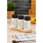Akkoyunlu home Ahşap Stantlı Cam Tuzluk Biberlik Baharatlık Seti (Salt,Spice,Pepper) 220 cc