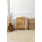Akkoyunlu home Bambu Çamaşır Sepeti Ekose Bambu Sepet Natural 62x45x45 Cm