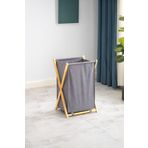 Akkoyunlu home Bambu Katlanır Kirli Çamaşır Sepeti Gri 34x42x58 cm