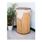 Akkoyunlu home Yuvarlak Bambu Çamaşır Kirli Sepeti 50 L