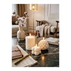 AKLIMDASIN 3lü Pinterest Tasarım Krem Renk Dekoratif Mum Handmade Silindir Mum Kokulu Candle Wax Bubble Mum Hediyelik Mum Ev Dekor Salon Süsü Kınalık Düğün