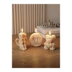 AKLIMDASIN Melek Mum Ay Güneş Mum Ayıcık Mum 3lü Set Mum Küçük Hediyelik Mum Ev Dekor Salon Süsü Kınalık Düğün Silindir Mum Pinterest Tasarım Krem Renk Dekoratif Mum Handmade Kokulu