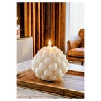 AKLIMDASIN Pinterest Tasarım Krem Renk Opak Bubble Mum Dekoratif Ürün Handmade Kokulu Hediyelik Mum Ev Dekor Salon Süsü Kınalık Düğün Mum 4x6 CM