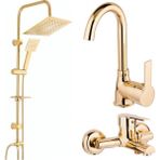 Akm Dekor Gold Batarya Kare Banyo Duş Seti