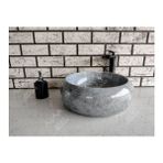 Akm Dekor Gri Teker Mermer Lavabo - MERMER ÇANAK LAVABO