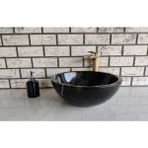 Akm Dekor Toros Çanak Mermer Lavabo - Siyah