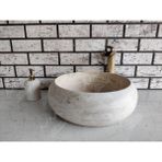Akm Dekor Traverten Teker Mermer Lavabo - Kahverengi