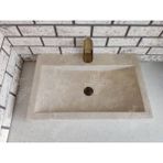 Akm Dekor Traverten Yay Mermer Lavabo - Kahverengi