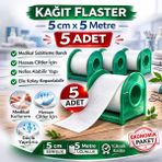 Akmanora Kağıt Flaster 5 cm x 5 M 5 Adet Medikal Sabitleme Bandı Hassas Ciltler Için