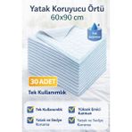 Akmanora Yatak Koruyucu Örtü 60X90 cm 30 Adet Tek Kullanımlık Sıvı Geçirmez Hasta Altı Bezi