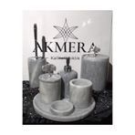 Akmera Home Doğal Gri Mermer 7 Parça Banyo Seti