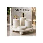 Akmera Home Mermer Top Ayaklı Standlı 5 Parça Lüks Banyo Seti
