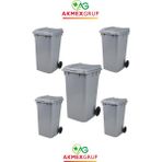 Akmex Grup 5 Adet Tüm Renkler Plastik Çöp Konteyneri Çöp Kovası 240 Lt Isıya Karşı Dayanıklı
