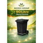 Akmex Grup Metal Atık Plastik Çöp Konteyneri 90 Litre Konteyner - A Isıya Karşı Dayanıklı- - Siyah